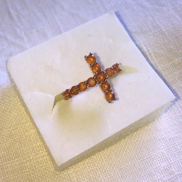 Mexican fire opal cross ring size 7 - Picture 5 of 6